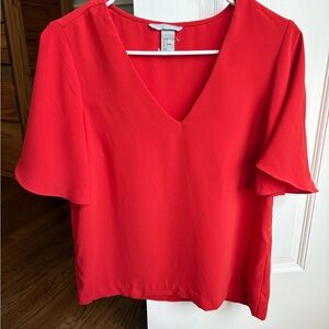 H&M candy Red V-Neck Blouse
